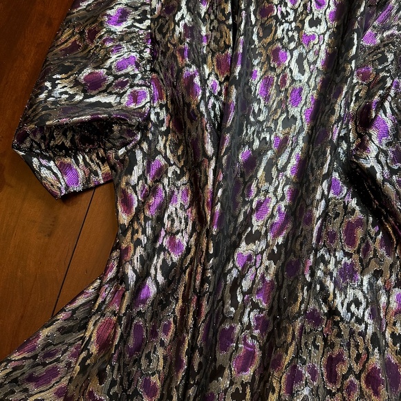 Maggie Sweet 3x Purple Black Silver Shiny Cover Up Top - Picture 4 of 10